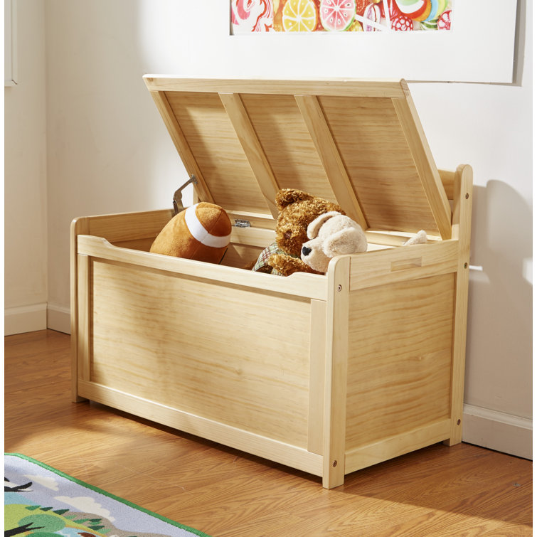 Wooden toy storage shop bench